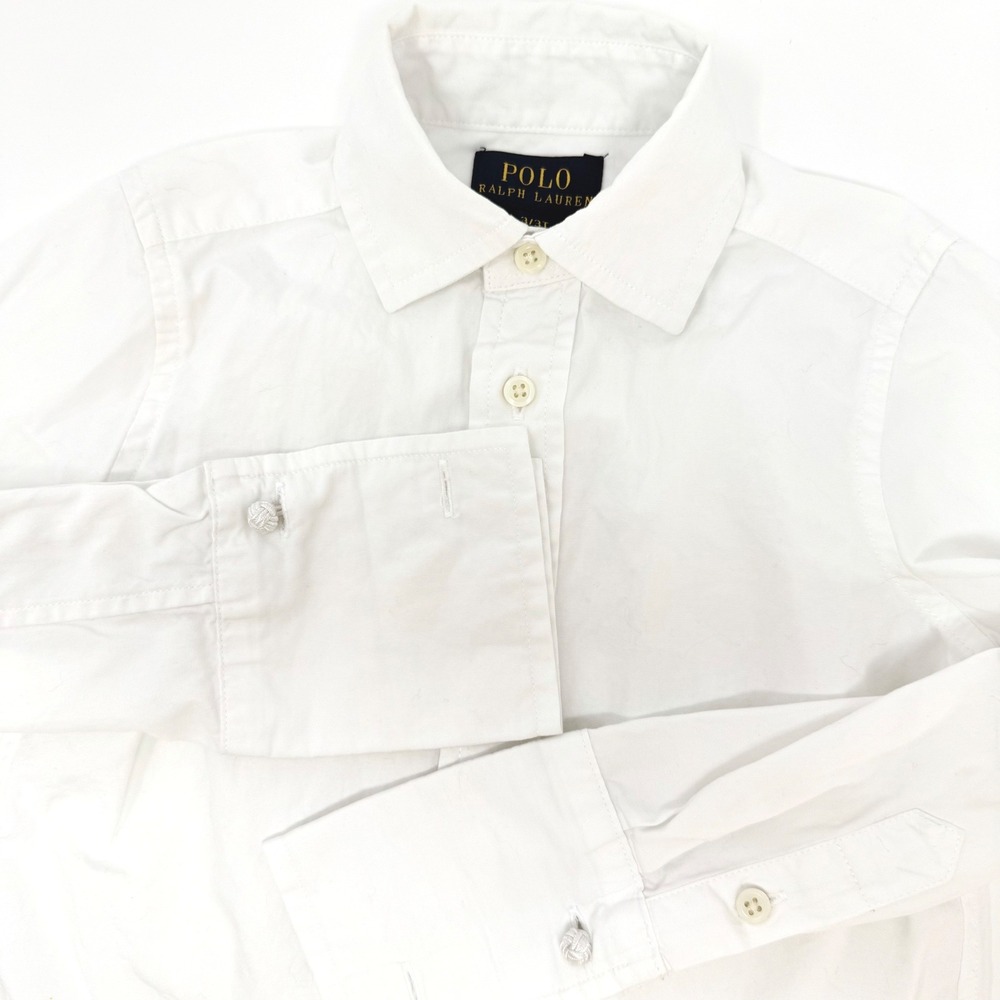 Polo Ralph Lauren Boys 3/3T White Cotton Long Sleeve Button Down Shirt Formal